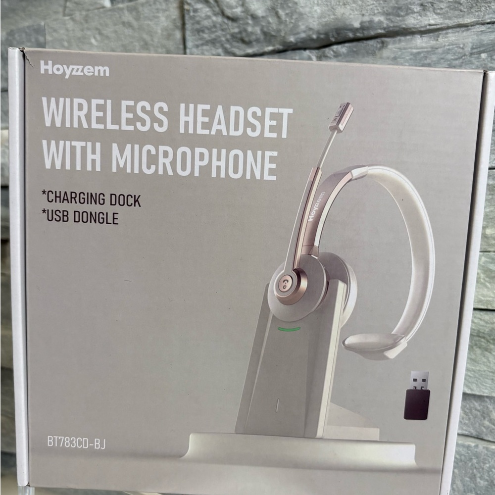Wireless Headset with Microphone — White & Silver